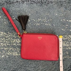 Fossil Red Leather Wristlet Wallet